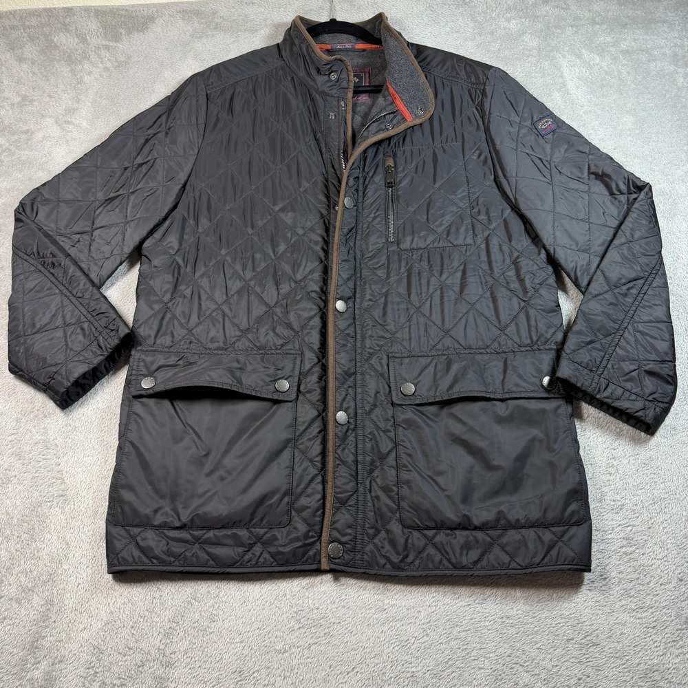 Paul & Shark Yachting Diamond Quilted Jacket Mens Large Black Made In Italy